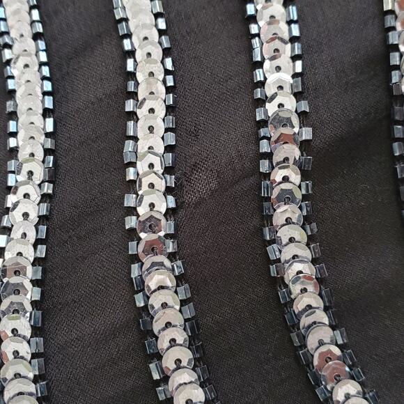 VTG 80S Black Silver Sequin Beaded Jacket Blazer MP NYE Cocktail Party Event - Picture 9 of 12